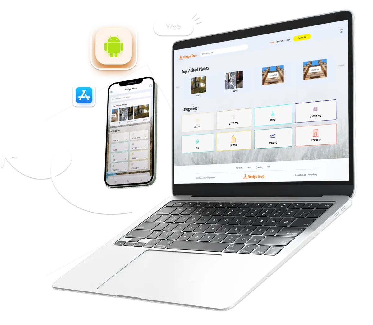 The Nesiya Tova app on a laptop and a phone